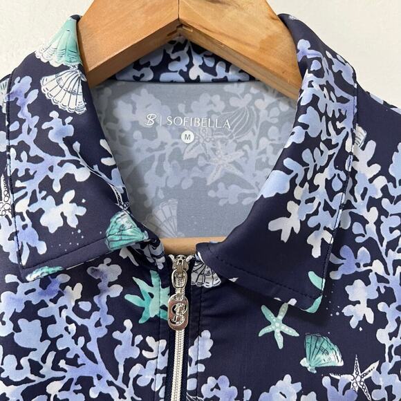 Sofibella UV Featherweight 1/4 Zip Golf Polo Top Size M Blue Sea Shell NEW - Picture 6 of 9